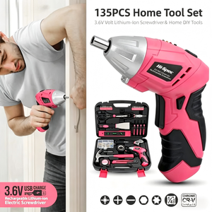 Hi-Spec Electric Screwdriver 3.6V Lithium Battery USB Charge DIY Repair ToolPink lady's toolbox - Product Image 4