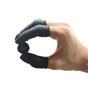 Luvas de dedo descartáveis, luvas pretas antiestáticas de borracha preta para dedo