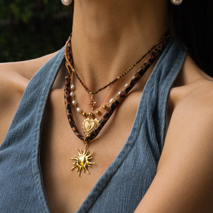 Collar de bufanda de acero inoxidable de estilo Vintage N & S para <span class=keywords><strong>mujer</strong></span>, joyería de <span class=keywords><strong>moda</strong></span> con estampado de leopardo, accesorio de Venta caliente - Product Image 4