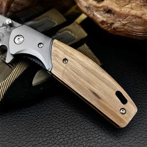 Couteau pliant de pêche en plein air, lame 5Cr13Mov, manche en bois d'olivier, camping en jungle, chasse, découpe, outil de survie, cadeaux pour garçons - Product Image 4