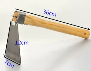 hoe with wooden handle