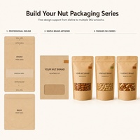 Sachets d'emballage en papier kraft pour noix, pochettes personnalisées à fond plat avec fenêtre transparente pour amandes, noix de cajou, snacks, vente en gros pour marques