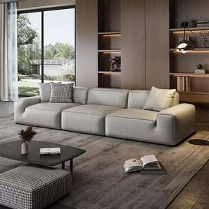 Sofá para sala de estar, sofá de fila recta para tres personas, apartamento pequeño de lujo ligero, sofá sencillo moderno de cuero - Product Image 2