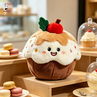 Peluche Cupcake Cerise Kawaii avec Visage Souriant, Coussin en Peluche Doux, Décoration de Canapé, Cadeau d'Anniversaire pour Enfants