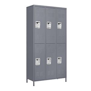 Armoire de rangement métallique grise à 6 portes et 72 pouces avec serrure pour la maison, la salle de sport, le bureau, l'école ou le garage - Product Image 5