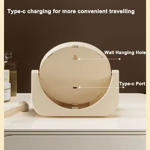 Miroir de courtoisie LED carré 3 couleurs rechargeable par USB avec écran tactile pour le maquillage et l'habillage - Product Image 4