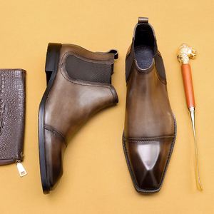 Botas de Negocios para Hombre, Cierre de Cremallera en el Tobillo, Cuero Artificial, Estilo Retro, Botas de Trabajo para Todas las Temporadas - Product Image 6