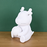 Fluide ours créatif bricolage liquide ours résine fait à la main peint à la main blanc moule en gros en forme de lune veilleuse lapin enfants