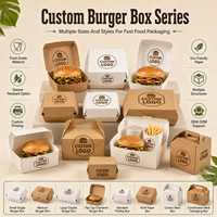 Caja de Embalaje para Hamburguesas, Estructura de Concha, Cartón Blanco Resistente a la Grasa, Paquete para Hamburguesas de Comida Rápida, Tamaño Personalizado, Suministro para Hamburgueserías