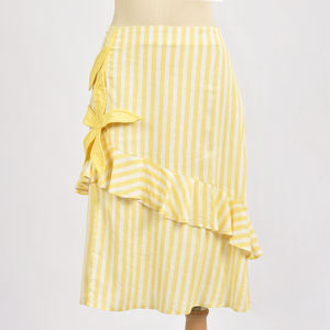 New Arrival Cotton Linen Blend Skirt Wholesale Digital Print 3D Floral <b>Motif</b> Skirt - Product Image 3