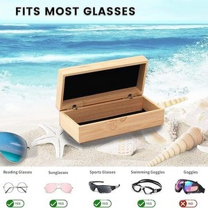 Bamboo Wooden Eyeglass <b>Case</b> 16.5X7.5X5.5Cm Flip Top Rectangular Packaging Box <b>For</b> Sunglasses And <b>Glasses</b> - Product Image 4