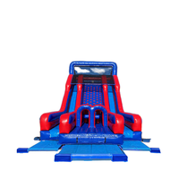 Parcours d'obstacles gonflable commercial extérieur avec toboggan combiné et mur d'escalade pour parcs d'attractions et parcs de trampolines en PVC