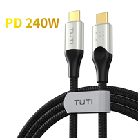 Kabel TUTI Berkualitas Tinggi Kecepatan Tinggi 240W 40Gbps 8k60hz Kabel Pengisian Cepat Kabel Data USB 4.0 Berjaring Nilon untuk Laptop/Mac/Ponsel