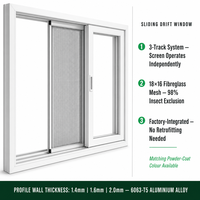 Ventana Corredera de Aluminio Insonorizada, 38dB, Doble Acristalamiento, Rotura de Puente Térmico, Certificación CE, Tamaño Personalizado, Fabricante OEM