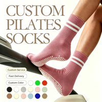 Chaussettes de yoga transparentes personnalisées pour femmes, antidérapantes, respirantes, en bambou tricoté, compression en coton, pour le sport, le pilates et le quotidien