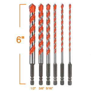 Evian Tools 1/4 Vástago Extra Longitud 6 pulgadas Azulejo de carburo de tungsteno Vidrio Cerámica Hormigón Impacto Juego de brocas de perforación - Product Image 2