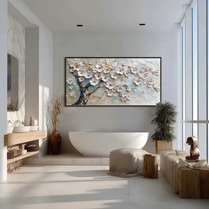 Peinture à l'huile texturée Impasto Blossom Serenade personnalisée, œuvre d'art abstraite moderne de luxe sur toile, décoration murale apaisante faite à la main haut de gamme - Product Image 4