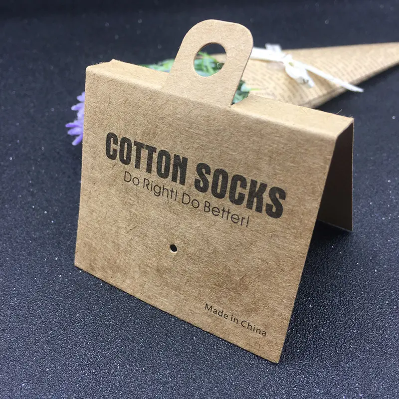 Benutzer definierte Marke Beschichtetes Papier Kraft Socken verpackung Pack Tag Label Socken anzeige Header Folding gefaltete hängende Karte Karton für Socke