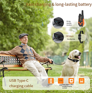 8 diferentes sonidos y vibraciones y estática recargable IP67 impermeable E Collar 1000M Control remoto perro y gato Collar <span class=keywords><strong>de</strong></span> entrenamiento - Product Image 4