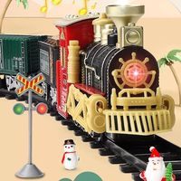 Enfants plus beaux enfants cadeau de noël fente électrique train de fumée jouets ensemble avec lumière sonore
