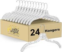 Paquete de 24 Perchas de Plástico Duraderas con Corte de Cristal Transparente de Calidad para Ropa y Trajes, Antideslizantes, Multifuncionales, para Almacenamiento en Armarios