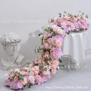 Hot Selling CRose Flower Decoration Vines Garland Silk Flower Garland Table Flower Runner For Wedding Party