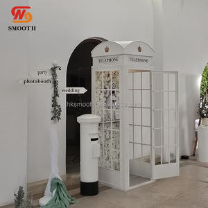 Cabina telefónica blanca lisa para bodas con audio, libro de visitas telefónico, cabina telefónica estilo Londres, buzón y juego de sillas para decoración de eventos de boda - Product Image 5