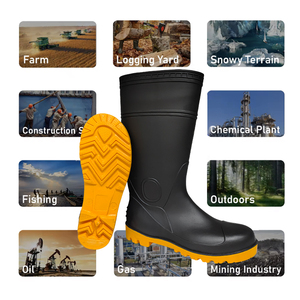 CE S3 S4 S5 Fashion High Heelwaterproof Work <strong>Wellington</strong> Plastic Gumboots Pvc Rain <strong>Boot</strong> <strong>Man</strong> Wholesale Adult Polyester Unisex - Product Image 2