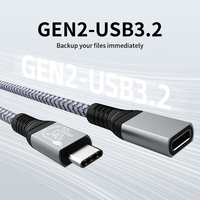 Câble USB Type C en nylon tressé, 90 degrés, 240W, charge rapide, transfert de données 10 Gbps, 3.1 Type C mâle vers femelle, câble d'extension USB