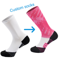 Chaussettes de sport respirantes et anti-humidité à compression, avec coussinets imprimés numériquement personnalisés pour la course à pied