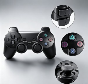 คอนโทรลเลอร์เกมไร้สาย 2.4G PS2 ปุ่มลายเกล็ดหิมะโปร่งใส คอนโทรลเลอร์สั่นสะเทือนคู่ คอนโทรลเลอร์เกม P2 ขายส่งจากโรงงาน - Product Image 1