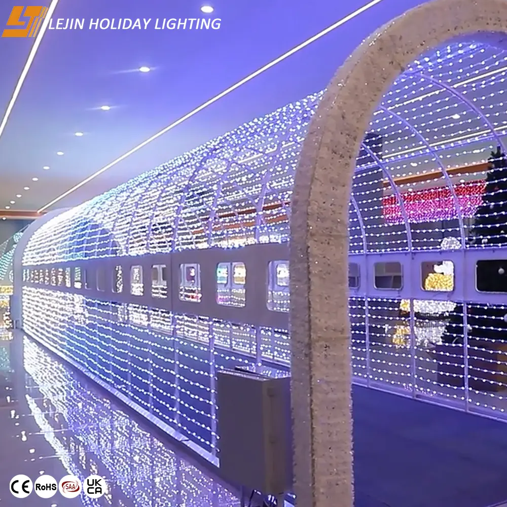 Grand projet d'embellissement personnalisation RVB 3D LED décor de festival tunnel de lumière LED éclairage extérieur étanche parc à thème