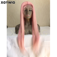 Rambut manusia Brasil Virgin 100% grosir stok tersedia 10 "-30" rambut manusia pra-pencabutan Wig depan renda merah muda warna terpisah