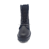 Bottes tactiques en cuir véritable noir jungle avec logo personnalisé, bottes de combat pour hommes