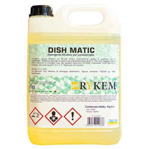 RYKEM DISH MATIC Detersivo alcalino per lavastoviglie 6Kg, potere sequestrante 60C, dosaggio automatico, professionale HoReCa HACCP - Product Image 1