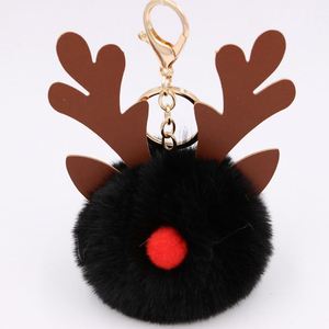 Porte-clés en peluche cerf de Noël, boule en fourrure, ornement en peluche, breloque mignonne pour sac, décoration de sapin de Noël - Product Image 6