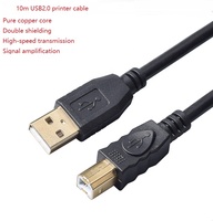 Cable de Impresora USB 2.0 Negro de 10m, Tipo A Macho a Tipo B Macho con Ferrites IC