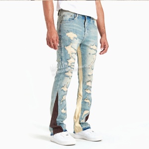 Pantalones Vaqueros Casuales de Alta Calidad para Hombre, Diseño Personalizado OEM, Estilo Vintage Desgastado, Corte Acampanado - Product Image 2