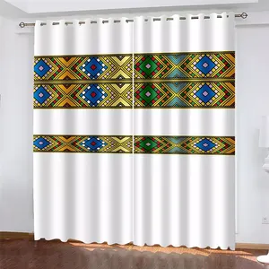 ستائر أثيوبية فاخرة بطباعة ثلاثية الأبعاد للنوافذ بتصميم تقليدي ستائر تعتيم لغرفة المعيشة