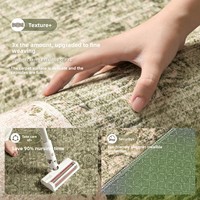 Karpet Gaya Persia dengan Motif Tanaman & Bunga, Bebas Cuci, Tahan Air, Anti Noda, Anti Kotoran untuk Ruang Tamu & Kamar Tidur