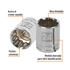 BOX 6 <b>24mm</b> <b>Socket</b>, 12 Points, 1/2" Drive, TRUPER - Product Image 2