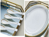 Service de table en céramique européenne de luxe, vaisselle en porcelaine osseuse, bol à riz, assiette, assiette à poisson