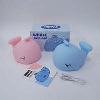 Veilleuse en silicone en forme de baleine, contrôle tactile doux, rechargeable par USB, lampe de chevet à bruit blanc pour chambre de bébé