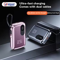 Cargador Portátil 2 en 1 Ultra Delgado con Logotipo Personalizado, Pantalla Digital de Alta Capacidad, Carga Rápida, 10000mah 20000mah con Cable Integrado