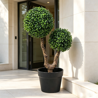 Arbre topiaire artificiel en buis à double boule, fausse sphère verte, plante en pot, pour mariage et remise de diplôme, imperméable et durable