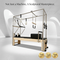 Table de Pilates Professionnelle en Bois d'Érable, Reformer Cadillac Trapeze 3-en-1, Ultra-Silencieuse avec Rail en Aluminium, Garantie 5 Ans