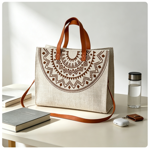 Sac fourre-tout tendance en toile imprimée japonaise grande capacité pour femme, simple, à porter à l'épaule ou en bandoulière, idéal pour le printemps - Product Image 3