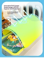 Piscine gonflable avec parasol et toboggan en PVC, taille 3m, pour usage domestique, enfants et bébés, jeux aquatiques en extérieur
