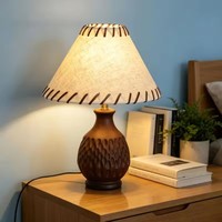 Lampe de table en tissu décoratif, abat-jour en tissu, ampoule E27, prise EU AU US, noir, marron, bois, lampe de bureau pour chambre, bureau, salon