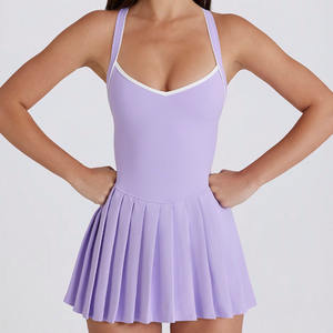 最新款女式撞色无袖连衣裙，加垫优雅奢华高尔夫匹克球网球服连体女式连衣裙 - Product Image 6